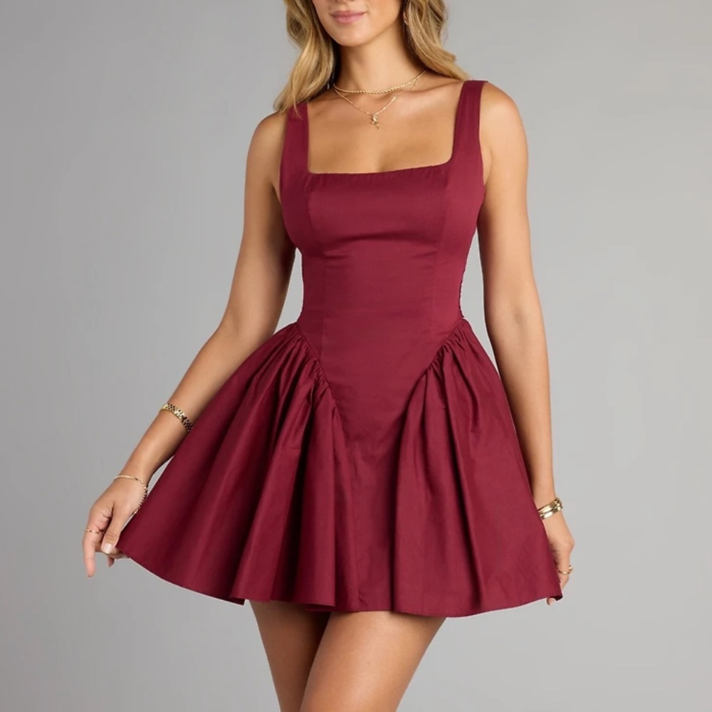 Burgundy Backless Dress